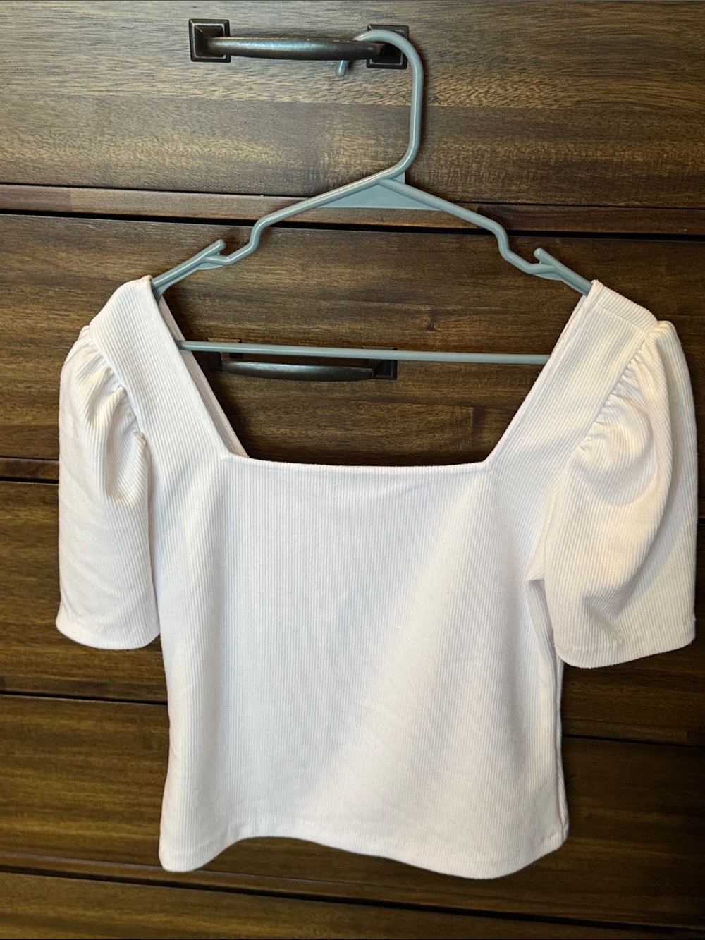 monaco Light Pink Square Neck Puff Sleeve Crop Top